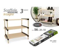 SCAFFALE SCARPE MODULARE LEGNO 3 MENSOLE RIPIANI MARRONE 562850CM