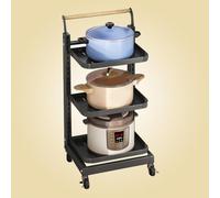Scaffale scorrevole da cucina angolare girevole con ruote, salvaspazio, nero, 3 x 3, perfetto per la casa e la dispensa