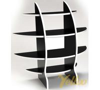 SCAFFALE SFERICO COMODINO APPOGGIO DESIGN PORTA CD CAMERA NERO 61x61 NS-01020100