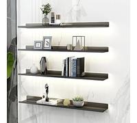 Scaffale sospeso a LED, espositore da parete con effetto luminoso, ideale per la decorazione della casa, salvaspazio, nero, 50 x 20 x 6 cm, perfetto per esporre oggetti