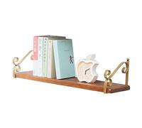 Scaffale sospeso da parete, in legno massello, divisorio, per soggiorno, camera da letto, libreria a parete, color oro (dimensioni: 40/60/80/100 cm) per libri, ricordi e foto