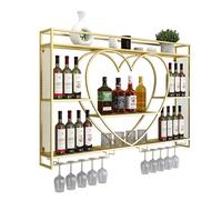 Scaffale sospeso da parete per vino, con supporto per bicchieri, elegante espositore per bottiglie di champagne, per cucina, sala da pranzo, soggiorno o bar