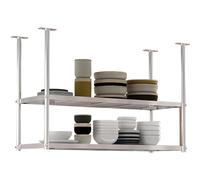 Scaffale sospeso da soffitto in acciaio inox a 2 ripiani per cucina, bar, ristorante, soluzione di archiviazione 80 x 35 x 80 cm