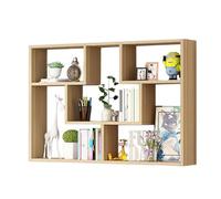 Scaffale sospeso in legno a 3 ripiani, organizer da parete per libri, curiosità, oggetti da collezione, vino, espositore con retro aperto, per studio, camera da letto, soggiorno (noce chiaro, 100 x 15