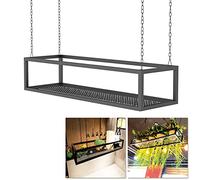 Scaffale sospeso per piante, in metallo, per pentole e padelle, con supporto per calici da vino, versatile, per cucina e soggiorno