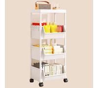 Scaffale sottile a 4 ripiani su ruote, versatile per cucina e bellezza, libreria stretta per piccoli spazi, scaffale mobile per libri e forniture