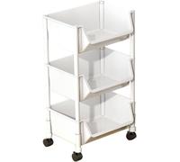 Scaffale sottile a 4 ripiani su ruoteMensola stretta di bellezza e carrello da cucina libreria multifunzionale per piccoli spazi, elegante organizer per libri ed oggetti essenziali
