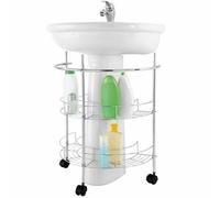 Scaffale sotto lavabo in acciaio 2 ripiani con ruote salvaspazio bagno