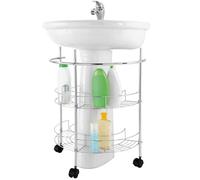 Scaffale sotto lavabo in acciaio 2 ripiani con ruote salvaspazio bagno Art.59965