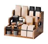 Scaffale spirituale - Porta del vino rustico per il piano di lavoro, scaffale in legno | Organizzatore vintage a 3 stadi per appartamenti, bar e cucine + pezzo di presentazione decorativa per la barra