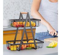 Scaffale staccabile per frutta e verdura a 2 livelli - Cestino portaoggetti multiuso per frutta, pane e verdura