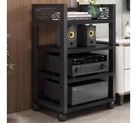 Scaffale stereo a 4 ripiani - Supporto regolabile AV Component Media Stand da pavimento HiFi Tower Mensola angolare per lettori CD e supporti (nero)