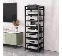 Scaffale stereo mobile extra alto con ruote, carrello componenti AV a 5-8 ripiani, per casa/ufficio, supporto multimediale indipendente per apparecchiature audio/video (nero, 5 ripiani)