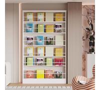 Scaffale Stretto Dietro La Porta, Libreria con Ripiani Regolabili e Barriera, Stoccaggio Spazio Nascosto Dietro la Porta, per Camera da Letto Soggiorno Cucina, Salvaspazio