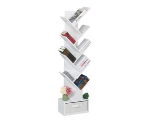 Scaffale Stretto Libreria Mobile Salvaspazio Contenitore Libri 9 Ripiani Albero