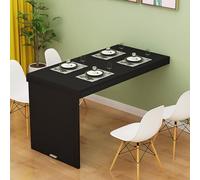 Scaffale telescopico compatto pieghevole da parete, tavolo in legno nero per cucina, sala da pranzo, soggiorno, balcone, elegante scrivania per trucchi con cornice nera, soluzione salvaspazio