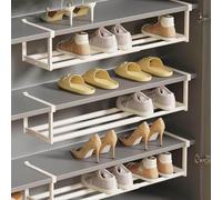 Scaffale telescopico per armadio, scarpiera espandibile, organizer per fai da te, separatore salvaspazio per scarpe, vestiti, pentole (1 pezzo, bianco)