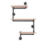 Scaffale tubolare industriale, a 3 livelli, per tubi industriali, rustico, libreria, scaffalature sospese, scaffalature in ferro da parete, vintage, retrò industriale, libreria fai da te, supporti per
