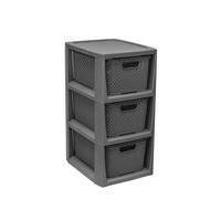 BranQ - Home essential - Scaffale in rattan, plastica PP, 29,5 x 24 x 48,7 cm, colore antracite