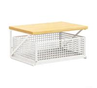 Scaffale verticale da cucina a due strati con meccanismo scorrevole per un facile accesso a pentole e piccoli dispositivi in aree compatte, bianco
