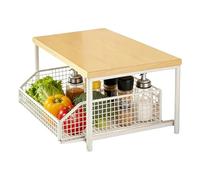 Scaffale verticale da cucina, organizer da terra a 2 livelli, compatto per la casa, robusto scaffale in metallo, organizer multiuso dal design stabile, dispensa, bagno, garage, lavanderia, ap