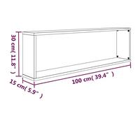 Scaffali a Cubetti Galleggianti Montati Grigi Set di 4, Ripiani di Visualizzazione in Legno Ingegnerizzato, per Decorazioni per Soggiorno
