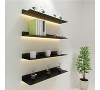 Scaffali a LED montati, mensole galleggianti con illuminazione a parete, luce riflettente per illuminazione a strati, colore nero, 120 x 20 x 6 cm