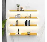 Scaffali A Muro Galleggianti, Montati A Parete, Con Retroilluminazione A LED Incorporata, Adatti Per Il Soggiorno, L'ufficio, L'hotel, L'esposizione Di Articoli Per La Caffet(Size:50x20x6cm,Color:oro)