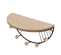 Scaffali a Parete Moderni Moderni a Forma di Ventola, Ripiani Galleggianti con Design dell'arte del Ferro, Ganci Multifunzionali, Materiale in Legno di Ferro e Composito per Soggiorni, (BLACK)