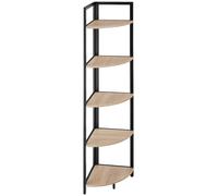 TecTake® Scaffale ad Angolo, Stile Industriale, Metallo e Legno, Libreria Design, Scaffale Salvaspazio, 5 Ripiani Arrotondati, Scaffalatura Moderna - 30 x 30 x 150 cm, Industriale Chiaro