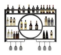 Scaffali da bar in metallo montato a parete industriale con portabottiglia moderna per ripiani moderni per il display per la casa per barrette da barra da parete Organizzatore (dimensioni: 140 * 15 *