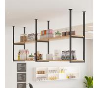 Scaffali da fissare al soffitto, scaffale multiuso per pentole, padelle, bicchieri da vino e piante, mensola sospesa per cucina, bar, soggiorno e balcone, facile da installare(2-layer 110x30x80cm)