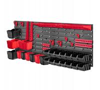 Kadax Scaffale da officina 116 x 39 cm in plastica Nero e Rosso – 45 pezzi