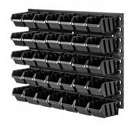 KADAX Scaffale da officina, in plastica, 58 x 39 cm, Nero, 35 pezzi
