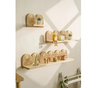 Scaffali da parete ad arco in legno Boho Scaffali galleggianti dal design rustico in legno naturale arcobaleno Scaffali decorativi per la decorazione della parete di casa