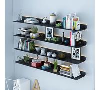 Scaffali da parete galleggianti, espositore resistente, robusto ripiano nero, tubo spesso per una maggiore stabilità e capacità di carico, design salvaspazio, 80 x 20 x 6 cm