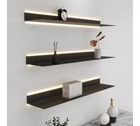 Scaffali da parete galleggianti, mensole illuminate, resistenti mensole da parete, set di 3 per la decorazione del soggiorno