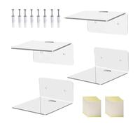 Scaffali da parete trasparenti, 4 pezzi, decorativi, multifunzionali, 10 cm, per camera da , per album, camera da , bagno, libreria, soggiorno, cucina, posto di lavoro