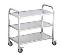 Scaffali di stoccaggio multifunzionale in acciaio inossidabile, carrello per carrello mobile con ruote bloccabili per saloni di bellezza, spa, laboratorio, clinica 3-layer 75 * 40 * 82cm