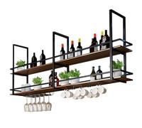 Scaffali espositivi per decorazioni montati a soffitto, scaffali portaoggetti per cucine aperte a 2 livelli, mensole galleggianti per vasi di fiori, portabottiglie per soggiorno(80x30x80cm)