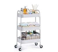 Scaffali galleggianti a 3 strati in acciaio a carbonio/, salone per salone di bellezza, bagno della camera da letto da cucina, portaoggetto rimovibile a ruote, rastrelliere del display Beauty Comes