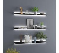 Scaffali galleggianti a emissione di luce, da appendere alla parete, libreria creativa da appendere alla parete, mensole da esposizione con luce LED illuminata integrata, facile da installare, 80 cm