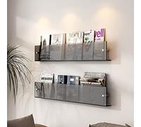 Scaffali galleggianti in acrilico trasparente, confezione da 2 portariviste da parete, elegante libreria da bagno e porta opuscoli, per casa e ufficio, soluzione moderna per esposizione