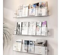 Scaffali galleggianti in acrilico trasparente, da appendere alla parete, per casa, ufficio e negozio al dettaglio, set da 3, soluzione ideale per riporre la letteratura