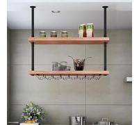 Scaffali galleggianti industriali - Scaffale da cucina a 2 strati in legno massello e metallo per conservare vino per casa bar e ristorante 100 x 25 x 70 cm mensola da appendere organizer