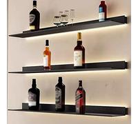 Scaffali Galleggianti Montati A Parete, Scaffale A Muro Incorporato LED Luce Calda Scaffali in Lega di Alluminio Che Emettono Luce for La Decorazione del Soggiorno della Camera (Color : Noir, Size :