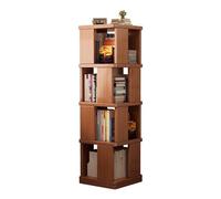 Scaffali Girevoli for Libri con Base Spessa 30mm, Libreria Girevole in Legno a 4 Ripiani for Ufficio, Soggiorno, Aula, Camera da Letto, Dormitorio