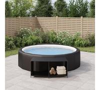 Scaffali per esterni, 2 pezzi, colore nero, per piscina e vasca idromassaggio, in rattan PE e acciaio verniciato a polvere, resistenti alle intemperie e stabili, ideali per giardino, terrazza o