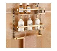 Scaffali per il bagno Scaffale di stoccaggio for bagno di casa Scaffale da parete in metallo a doppio strato Scaffale di stoccaggio in metallo con portasciugamani Non è necessario praticare fori sul m