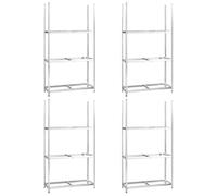 Scaffali per pneumatici in acciaio zincato, 4 pezzi, 110 x 40 x 200 cm, argento, con 3 ripiani regolabili in altezza, sistema ad incastro senza viti, elevata portata per garage, officina, cantina e